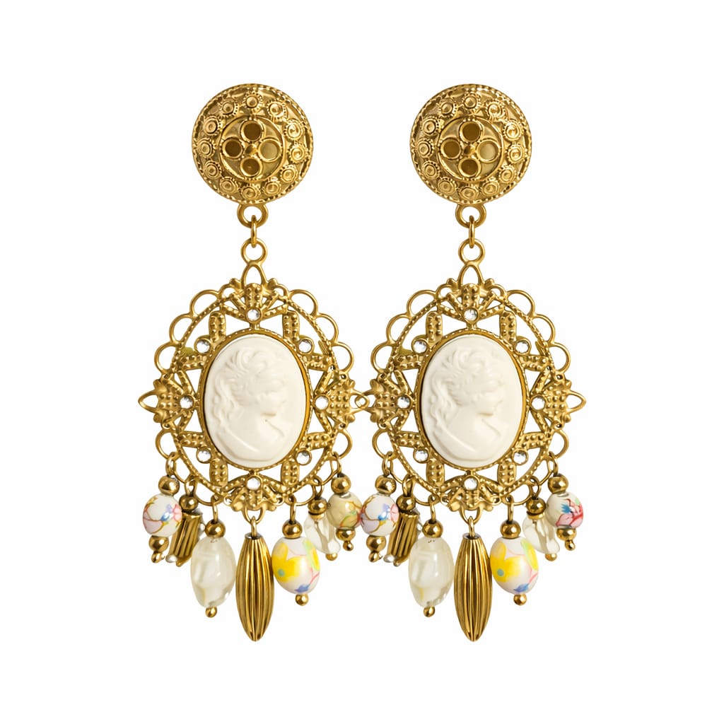 Boucles d'oreilles Camée Doré