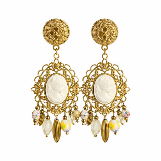 Boucles d'oreilles Camée Doré